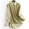 纯色针织坎肩两件套翻领减龄宽松显瘦秋冬长袖女衬衫衬衣B609