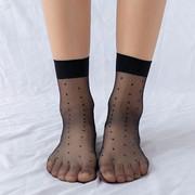 黑色斑点水晶丝短袜性感时尚波点透明超薄15D防勾丝滑女夏肉丝袜
