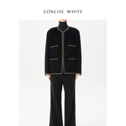 CONCISE-WHITE简白 小香风羊毛短外套轻奢上衣秋冬设计师女