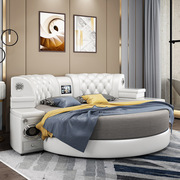欧式双人床2米大圆床简约现代2.2米欧式多功能主卧室家具168