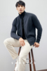 商务绅士高品质羊绒棉，纱线织造男士棒球，领针织开衫外套daz697