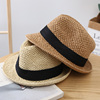 休闲手工软礼帽春夏季男女度假爵士，帽海边出游沙滩帽可折叠草帽子