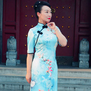格格广场舞走秀旗袍女中国风白纱裤古典舞演出服装复古长裙