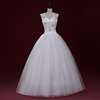 2022婚纱礼服新娘齐地韩式白色，时尚显瘦大码一字肩孕妇婚纱夏