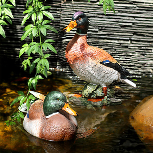 创意浮水鸳鸯鸭子花园，庭院布置院子池塘，鱼池装饰水景摆件景观装饰