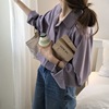 2023秋装香芋紫色长袖，雪纺衬衫女设计感小众，洋气缎面垂感上衣
