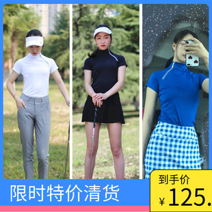 golf球高尔夫女装春夏衣服短袖，t恤半高领速干网球服运动显瘦大码