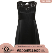 名师路夏季黑色蕾丝印花无袖，连衣裙优雅迷人女裙子