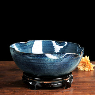 陶瓷睡碗莲荷花盆缸专用一叶莲铜钱草水培养鱼无孔创意特大号花盆