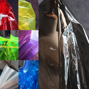 服装多彩色液体膜 pu环保塑料透视风雨衣包包 diy拍照背景面料布