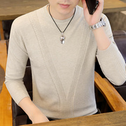 秋冬季薄款毛衣男士圆领韩版修身潮流纯色针织衫长袖T恤打底线衣