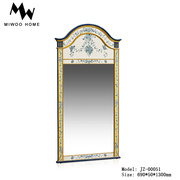 欧式新古典浴室镜子美式实木手绘化妆镜奢华别墅挂镜法式家用镜子