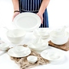 纯白骨瓷餐具套装简约中式北欧创意陶瓷汤面碗盘30头6人家用碗碟