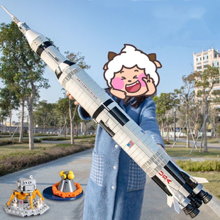 阿波罗土星五号火箭中国航天飞机模型男孩子，益智积木拼装玩具礼物