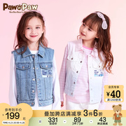PawinPaw卡通小熊童装夏季女童儿童休闲印花牛仔马甲