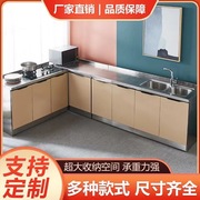厨房橱柜简易不锈钢灶台柜一体，经济型水槽柜子碗柜家用靠墙餐边柜