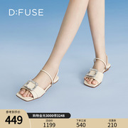 DFuse迪芙斯2023夏季方头钻扣低跟两穿凉鞋拖鞋女DF32110360