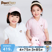 pawinpaw卡通小熊童装2023年夏季女童儿童，裙子polo领连衣裙