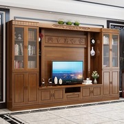 中式实木电视柜组合墙柜现代简约客厅家用多功能大户型背景柜地柜