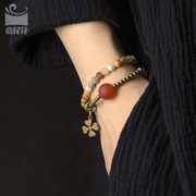 手链小众设计复古民族风磨砂玛瑙，珠子手串女简约复古个性手饰品
