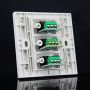 86型三位免焊音频插座面板，3个免焊接双孔莲花，av音频组合插座面板