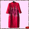 北京轻奢品牌碧琦红色，立体提花修身七分袖连衣裙婚庆妈妈装