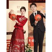 红色马面裙敬酒服2023中式订婚旗袍新娘结婚礼服套装婚礼冬季