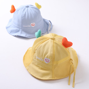 3-18个月婴儿帽子春秋，薄款纯棉盆帽可调节春夏，遮阳男女宝宝渔夫帽
