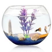 办公室小鱼缸加厚透明玻璃乌龟缸客厅家用桌面圆形造景小型金鱼缸