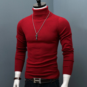 高领羊绒衫男士毛衣秋冬季厚款宽松纯色打底针织衫，韩版套头毛线衣(毛线衣)