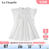 拉夏贝尔/La Chapelle夏季飞飞袖荷叶边立领甜美减龄娃娃衫衬衣女
