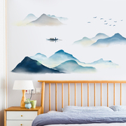 墙纸自粘背景墙贴画墙壁，山水画贴纸床头墙面纸贴卧室装饰房间布置