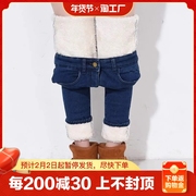 加绒牛仔裤女冬季加厚羊羔绒棉裤高腰，修身显瘦小脚铅笔裤2024年