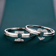 白金18k情侣钻石戒指ilove，u个性心形求婚结婚钻石对戒配证书