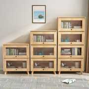 高档实木书柜简易置物架带玻璃柜门落地书房书架书橱客厅储物