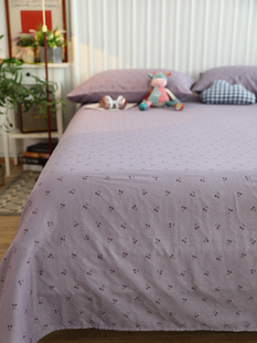 a类全棉纯棉双层纱单品，床单浅紫色小清新碎花，1.5米1.8m床亲肤透气