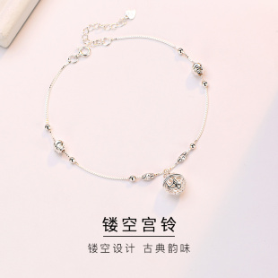 宫铃999纯银脚链国风女生ins2025新款足链轻奢生日520礼物送女友S