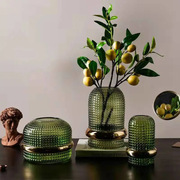 销北欧法式复古绿色边松石玻璃花瓶家居客厅软装饰品插花器花瓶厂