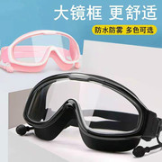 成人护目镜玩水泳帽，大框平光泳镜套装，近视眼镜学游泳防水眼罩潜水