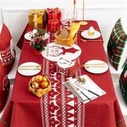 圣诞节桌布主题摆件长茶几布台布(布台布)餐桌布防水防油免洗防烫加厚方桌