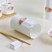 欧式骨瓷筷子筒家用陶瓷筷笼大号筷子桶沥水厨房餐具收纳盒筷子篓