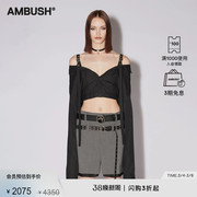闪购5折AMBUSH女士黑色修身短款搭扣设计露肩长袖衬衫