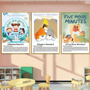 英文绘本馆墙面装饰挂画幼儿园，儿童图书阅读室，创意墙壁画海报kt板