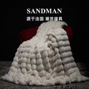 sandman狩猎女神兔毛短绒，盖毯轻奢高级沙发毯毛毯，保暖绒毯卧室毯