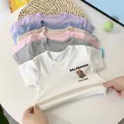宝宝薄款短袖t恤婴幼儿，柔软半袖上衣夏季莫代尔男女小童衣服
