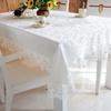 布艺餐桌布桌垫欧式白色绣花边，台布方桌圆桌椅套镂空蕾丝茶几布