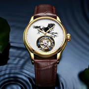 瑞士陀飞轮商务，全自动机械表皮带男士手表，品牌防水男表