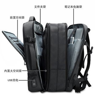商务双肩背包男大容量，短途出差旅行包学生，书包15.6寸笔记本电脑包
