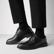 休闲皮鞋男士商务正装，真皮尖头薄款黑色，英伦软底西装新郎结0922h