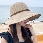 帽子女夏季渔夫帽大檐防紫外线沙滩帽透气防晒遮阳出游太阳帽